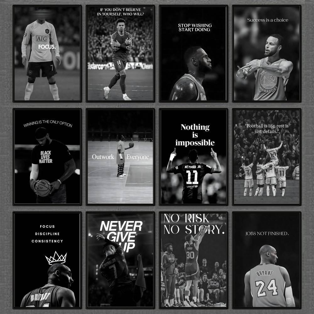 Sports Equipment Poster - Zwart-wit sport wanddecoratie prints motiverende quote
