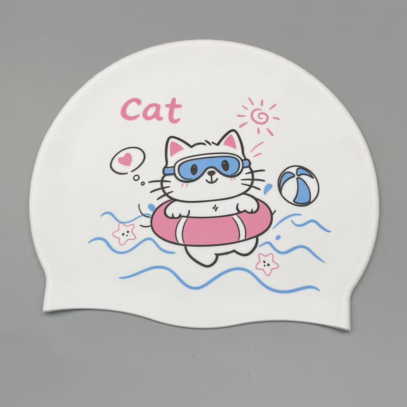 Swim Cap Silicone - Schattig katten siliconen zwemmuts voor vrouwen,