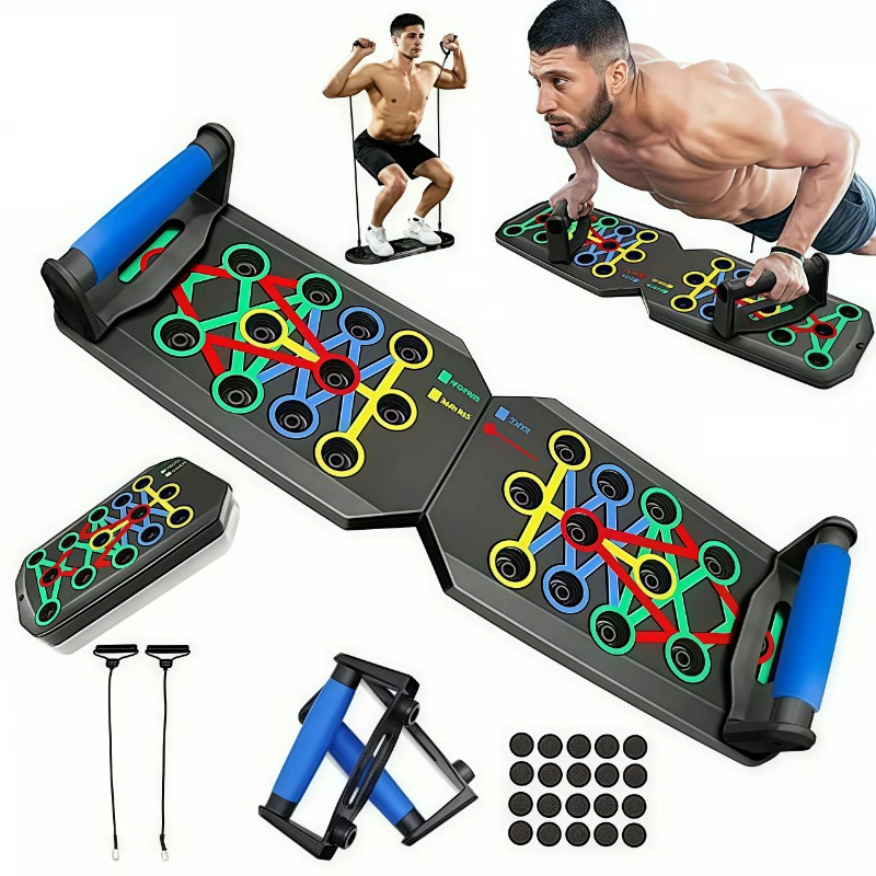 Sports Equipment At Home - Opvouwbaar push-up board met weerstandsbanden, multifunctionele